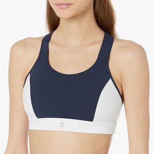 Sweaty Betty— Power medium impact sports bra navy blue and white